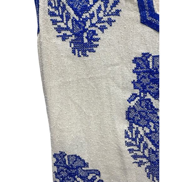 Isabel Marant Étoile Dita Silk Noil Blue Embroidered Dress Size 4 US / 36 FR - Picture 6 of 12